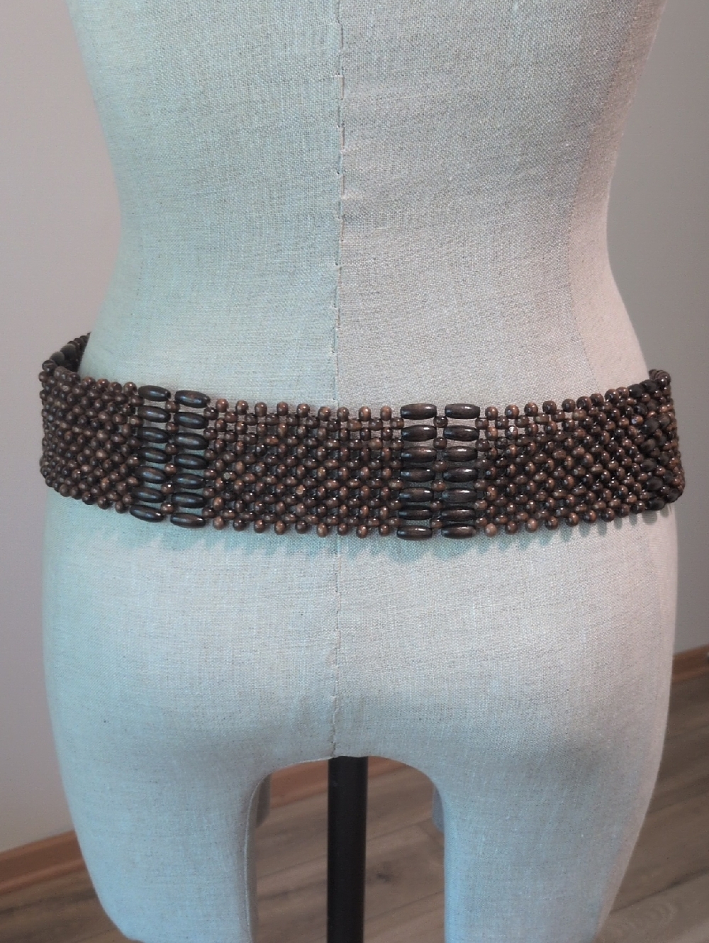 Brown Beaded Waist Belt With Tie - Picture 3 of 4